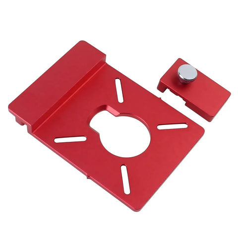 Solid Aluminum Router Guide Rail Adapter With Secure Rail Stop For Fixed Base Trim Routers, 4.96x3.54 inch, red, for precision woodworking.