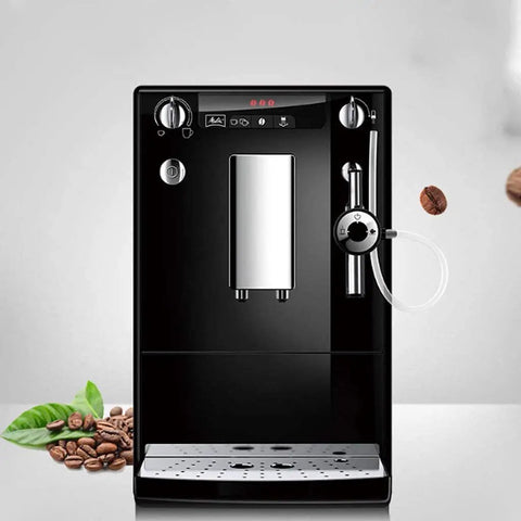 Front view of Smart Coffee Machine With Built In Burr Grinder And Milk Frother, 15 Bar Pump Espresso Maker, Bean To Cup Coffee, Black