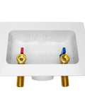Premium Washing Machine Outlet Box With Center Drain 1/2 Inch Sweat MIP Inlet To 3/4 Inch MHT Outlet 1/4 Turn Hot And Cold Ball Valve