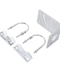 Heavy Duty Iron L Bracket Pole Mount Kit For Satellite Internet Antenna with included tools, showing metal brackets and bolts