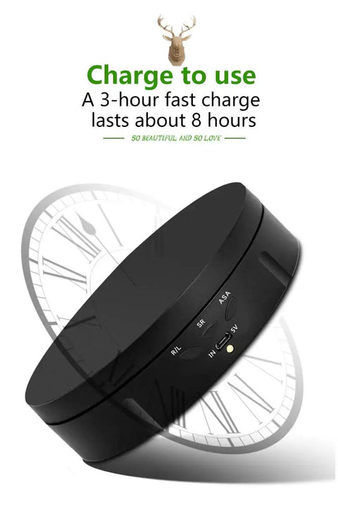 JAYEGT 22lbs Motorized Rotating Turntable Display Stand Black with control buttons and charging port on side