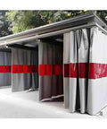 Heavy Duty Welding Protection Curtain With Fireproof Thermal Insulation and Transparent Window Screens setup in workshop