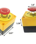 Front and side view of Emergency Stop Push Button Switch 660V 10A 2-Position DPST Momentary 1NO 1NC Red 40mm Mushroom Cap