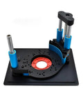 Smooth As A Dream Universal Base Mount Router Lift Featuring Hella Precise Above Table Bit Height Adjustment and Rock Solid Friction Lock for Easy Rerouting Gigs Without Bending Over On Your Back, detailed view of the router lift.