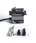Tough As Nails 9KG Micro Digital Servo Motor With All Metal Gears And Hollow Coreless Mechanics For RC Cars Planes And Helicopters Delivering High Precision And Sick Torque Black, showing motor and accessories.