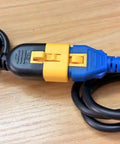 Next Level Locking IEC Power Extension Cord For Pioneer DJs CDJ And DJM Mixers Decks close-up view of safety locking connector.