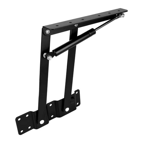 Heavy Duty Coffee Table Lift Top Hardware With Hydraulic Gas Spring Mechanism, Straight Up 4 Piece DIY Lifting Hinge Kit, black metal construction.