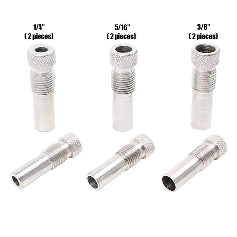 Self Centering Doweling Jig Kit for 6 Inch Dowel Jig with 6 Drill Guide Bushings, showing 1/4, 5/16, 3/8 inch bushings