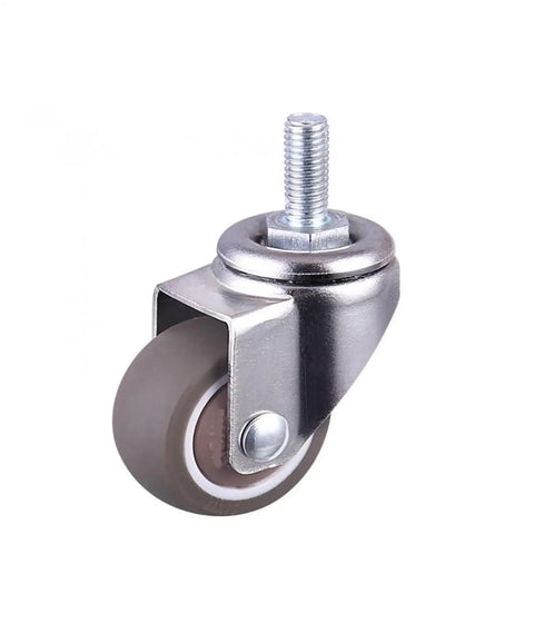 Close-up of 5 Pack 1.5 Inch TPE Stem Casters For Furniture, Universal Wheel Set Chrome-Plated Whisper Quiet And Wear-Resistant
