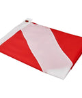 Folded regulation dive flag from 4 Ft Pro Grade Stainless Dive Flag Pole Kit With 1 Inch Tangle Free Pole, 360 Degree Rings, Adjustable 180 Degree Bracket.