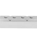Front view of the Four Way Pneumatic Manifold Block for Air Distribution Aluminum Construction With G1/2 Inlet And G1/4 Outlets