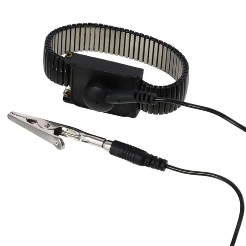 Extendable ESD Wrist Strap With Alligator Clip Grounding Wristband Detachable Extra Long Cord displayed on white background