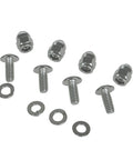 Heavy Duty Motorcycle License Plate Bolt Kit Four Piece Anti Theft Locking Nuts Vibration Proof Fastener Hardware For Harley Honda Yamaha showing zinc-coated fasteners and nylon lock nuts.