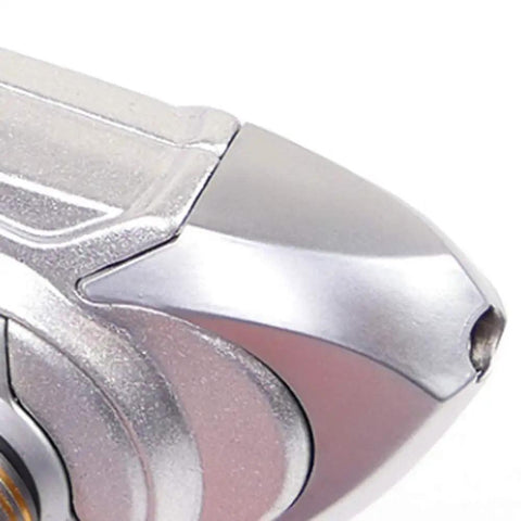 Close-up of aluminum alloy detail on Beefy 11 Bearing Fishing Reel With 10 Plus 1 Stainless Steel Bearings, corrosion resistant.