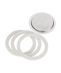 Bialetti Moka Express 6-Cup replacement filter with three white gaskets