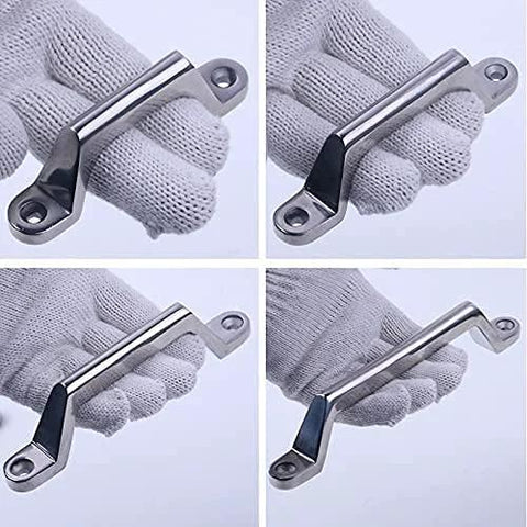 Four 304 stainless steel drawer cabinet pulls and knobs handle hardware in satin nickel finish, shown from various angles.