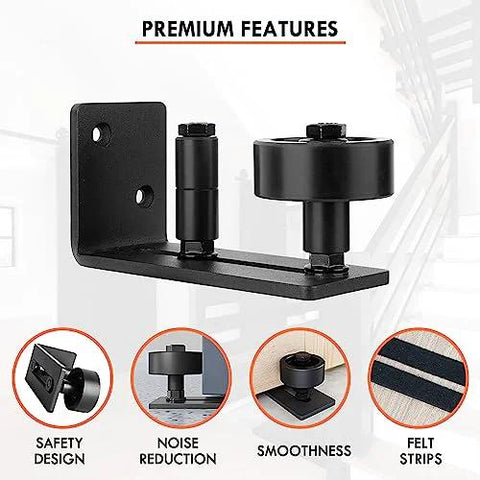Four Pack Barn Door Floor Guides With Bottom Adjustable Roller Eight Setup Options For Quiet Flush Wall Mount Design With Felt Strips