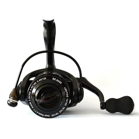 Front view of Ultra Lightweight Spinning Fishing Reel With 12 Plus 1 Ball Bearings, One Way Clutch, carved aluminum spool.