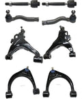 Front Suspension Kit With 4 Control Arms And 4 Tie Rod Ends For Toyota Tundra And Sequoia 2007 To 2019 Non Adjustable With Ball Joints And Rubber Bushings front view
