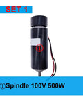 500W Air Cooled Spindle Motor For CNC Machining With 100V DC Power Supply shown vertically with wiring details