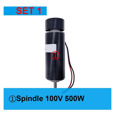500W Air Cooled Spindle Motor For CNC Machining With 100V DC Power Supply shown vertically with wiring details