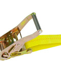 Heavy Duty Yellow Ratchet Straps With Chain Anchors 4 Inch By 27 Foot Long Two Pack 5400 Pound Safe Working Load Cut And UV Resistant Polyester