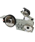 Pro Workhorse Belt Grinder And Power Sander Featuring Knockout Variable Speed Settings with large pulleys and steel framework.