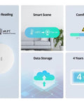 Zigbee Temperature Humidity Sensor For Your Smart Home Setup With Real Time Alerts Indoor Thermometer Hygrometer Compatible With Alexa And Google Home High Accuracy 0.2 C Temperature And Two Percent RH Humidity Requires Zigbee Hub white round sensor with 4-year battery