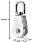 Stainless Steel Wire Rope Crane Pulley Block M25 With Swivel Hook Single Pulley Wheel For Lifting And Hoisting Heavy Duty Towing And Rigging Rust Resistant And Durable 360 Degree Rotation Set Of Four, stainless steel M25
