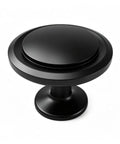 Slick Matte Black Cabinet Knobs Heavy Duty Zinc Alloy Smooth Grip Easy Install, round top view of knob.