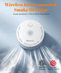 Sleek Wireless Smoke Detectors Three Pack with a smooth white dome design for reliable photoelectric fire warning.