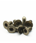 Premium Grade 2 Titanium Countersunk Screw Set Crisp Torx Drive Metric Fasteners For Garage Builds And Bike Mods Rock Solid Dark Grey Finish 12 Piece Pack displayed with six screws highlighted.