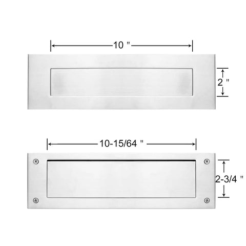 Heavy Duty 304 Stainless Steel Front And Rear Mail Slot With Victorian Letter Box Plate, Rustproof, Weather Resistant dimensions