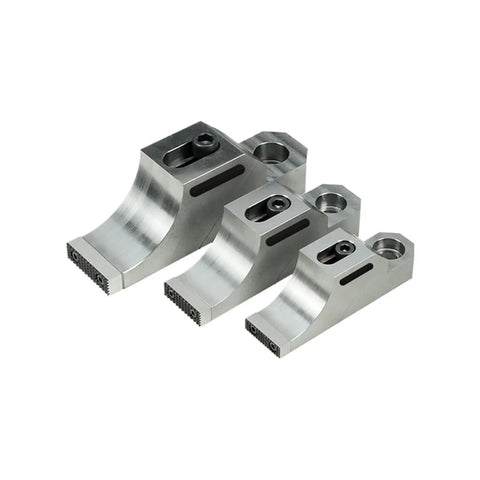 Heavy Duty CNC Side Clamp Tool Vise With High Precision One Way Grip For Milling Drilling And Grinding Tasks showing three sizes with smooth #45 steel finish.