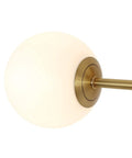 Close-up view of a globe on a Modern Wall Sconce 2 Light Industrial Mid Century Vanity Light With White Globe Glass Shade Brushed Brass Gold Finish