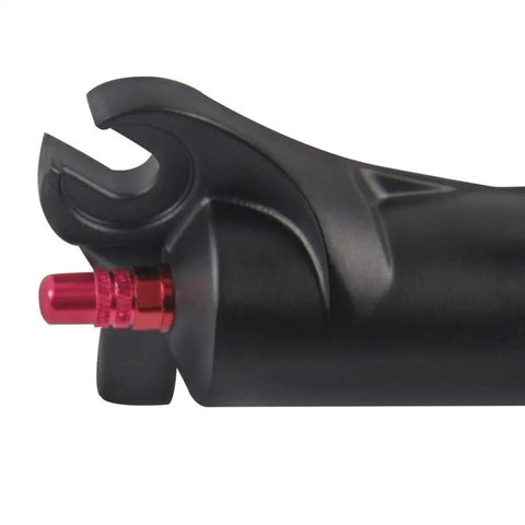 Close-up of Trail Ready Suspension Fork For Mountain Bikes 26 Inch 27.5 Inch And 29 Inch Wheels, 120mm Travel in black red color