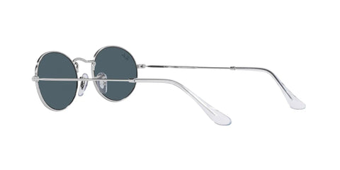 Unisex Oval Sunglasses With Dope Silver And Blue Frame Non Polarized Full Rim 51mm Lens Width Lightweight side view