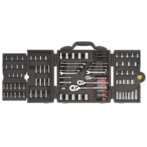 170-Piece Mechanics Tool Set With Chrome Vanadium Forged Body Full Polished Chrome Finish For Beast Mode Durability Quick Release Switch And Reversible Mechanism Knurled Handle For Extra Grip ANSI Certified