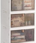 Clear Foldable Door Storage Organizer With Snap On Lids Stackable Polypropylene Hanging Bins with transparent fronts for daily organization.