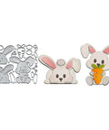 Bunny Shaped Metal Die Cuts Set For DIY Card Making And Scrapbooking, two-piece high carbon steel cutting dies for embossing, 13 x 9.7 cm