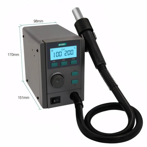 Hot Air Desoldering Station For PCB Rework, 580W Max, 40L Air Flow, Three Channel Temperature Control, with hose and display
