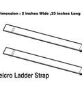 Diagram of reusable ladder straps for ladder racks, 33 x 2 inches, black, with tough hook-and-loop closure shown.
