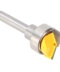 Premium Carbide Router Bit Template For Woodworking Pros With 1/4 Inch Shank, yellow coated body for precise cutting.