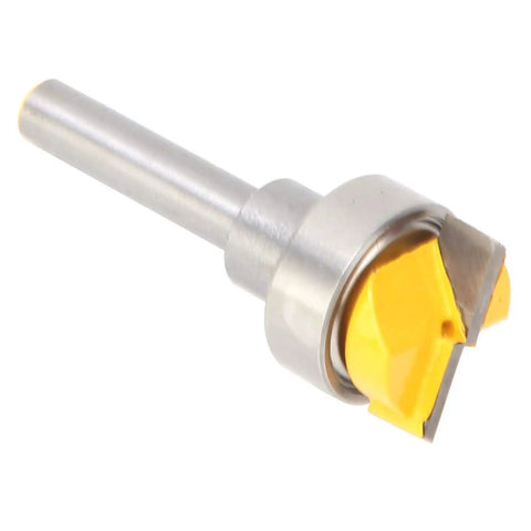 Premium Carbide Router Bit Template For Woodworking Pros With 1/4 Inch Shank, yellow coated body for precise cutting.