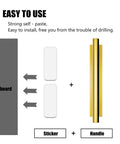 Gold Self Stick Push Pull Furniture Handles 10 Pack For Cabinets Drawers Wardrobes ABS Plastic No Drill Install Easy Grip Upgrade For Home Kitchen And Living Room. Easy-to-install self-adhesive handle with sticker for cupboard.