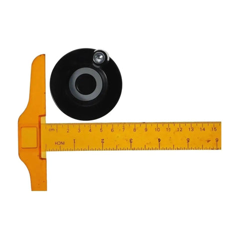 Heavy Duty 63mm Hand Wheel Revolving Crank Handle With 8mm Bore For Milling Machine Manual Feed Control Smooth Spin Adjustment Tool beside a ruler.