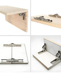 Two Piece 90 Degree Folding Hidden Hinge for Tables and Cabinets Built Tough Heavy Duty Bracket Hardware Made from Cold Rolled Steel Easy Install