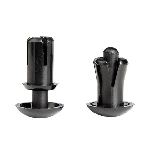 Heavy Duty Nylon Expansion Rivet Clips Self Locking Push Pin Fasteners For Auto Trim Panels displayed in black color, shown from different angles.