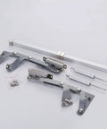 Silent Pneumatic Vertical Lift Hinge Bracket For Cabinets And Appliances components and mounting system displayed on a table