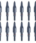 Pack of 12 125 Grain Screw In Archery Field Points, five sixteenths inch steel target points, 38mm length, visible on white background